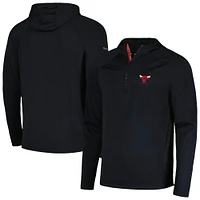 Men's Levelwear  Black Chicago Bulls Zander Hoodie Raglan Quarter-Zip Top