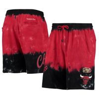 Men's Mitchell & Ness Black/Red Chicago Bulls Hardwood Classics Terry Tie-Dye Shorts