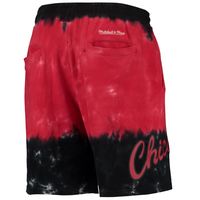 Men's Mitchell & Ness Black/Red Chicago Bulls Hardwood Classics Terry Tie-Dye Shorts