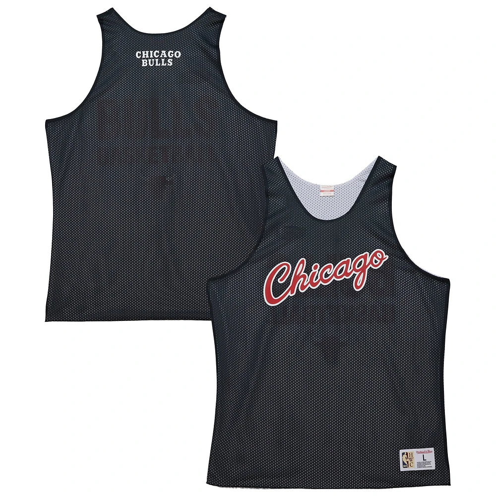 Maillot d'entraînement réversible en maille Hardwood Classics Chicago Bulls noir/blanc Mitchell & Ness pour homme