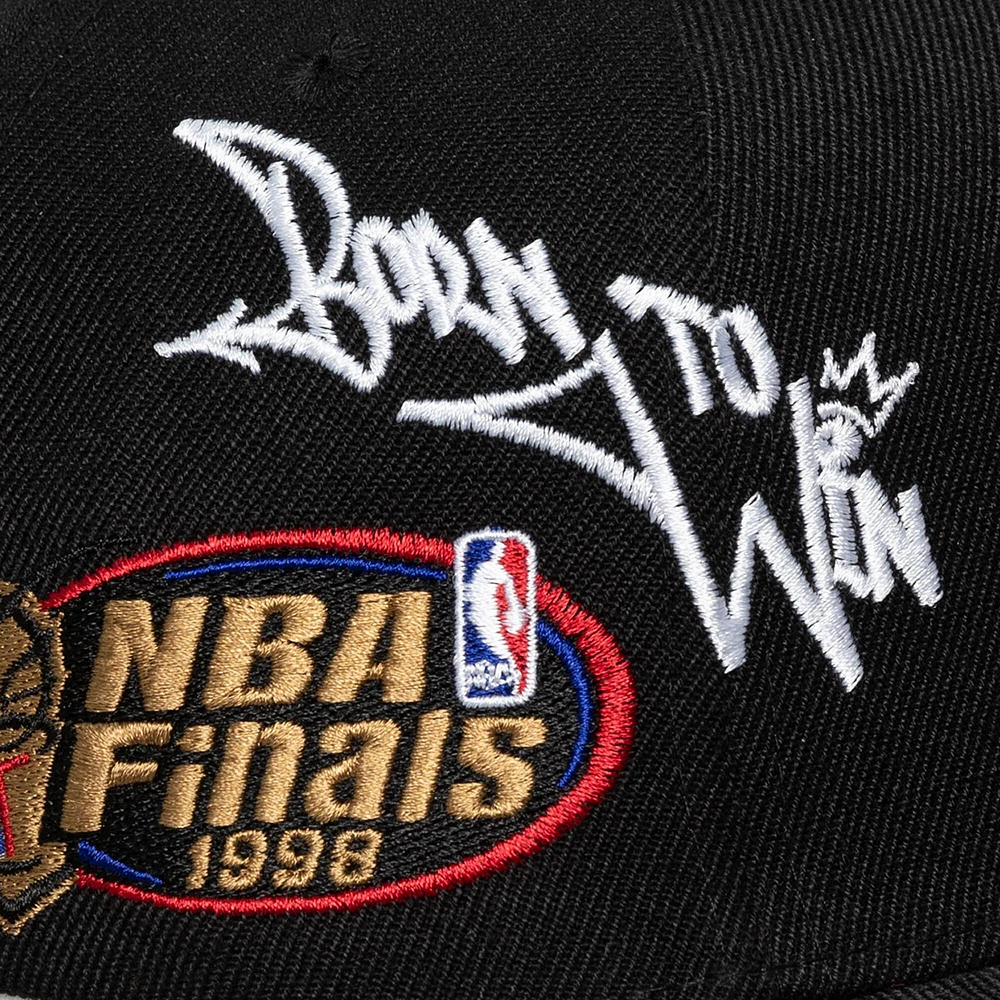 Men's Mitchell & Ness Black Chicago Bulls 1998 NBA Finals Born To Win Pro Crown Adjustable Hat