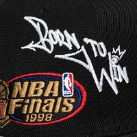 Men's Mitchell & Ness Black Chicago Bulls 1998 NBA Finals Born To Win Pro Crown Adjustable Hat