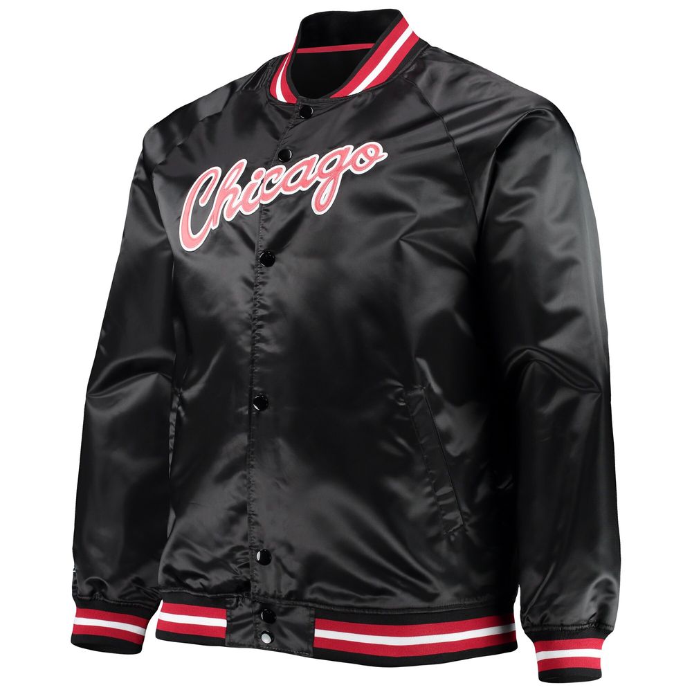 Men's Mitchell & Ness Chicago Bulls Big Tall Hardwood Classics Raglan Satin Full-Snap Jacket