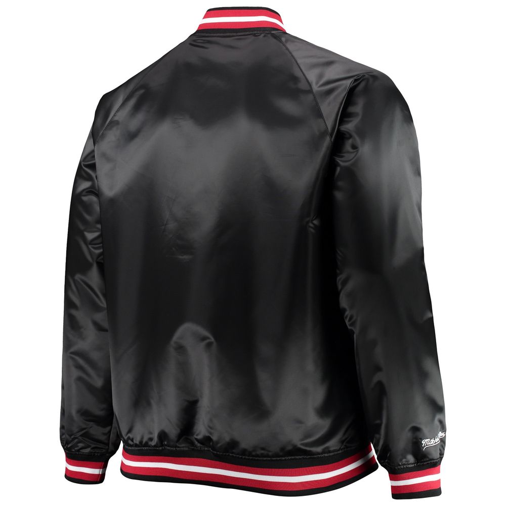 Men's Mitchell & Ness Chicago Bulls Big Tall Hardwood Classics Raglan Satin Full-Snap Jacket