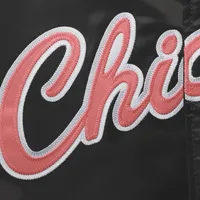 Men's Mitchell & Ness Black Chicago Bulls Big Tall Hardwood Classics Raglan Satin Full-Snap Jacket