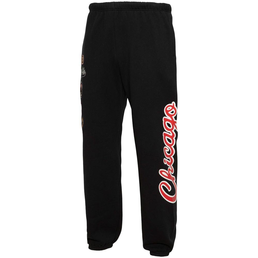 Men's Mitchell & Ness Black Chicago Bulls Champs City Fleece Jogger Pants