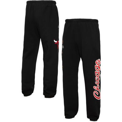Men's Mitchell & Ness Black Chicago Bulls Champs City Fleece Jogger Pants