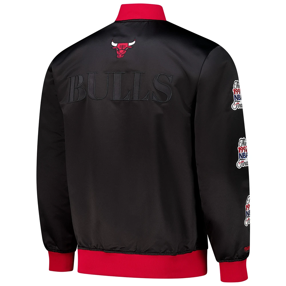 Veste en satin léger à boutons-pression Mitchell & Ness Chicago Bulls Hardwood Classics Team OG 3.0 pour homme