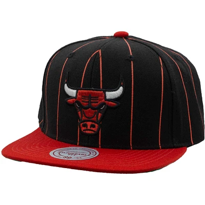 Casquette Snapback Chicago Bulls Hardwood Classics Team Pinstripe noire Mitchell & Ness pour homme