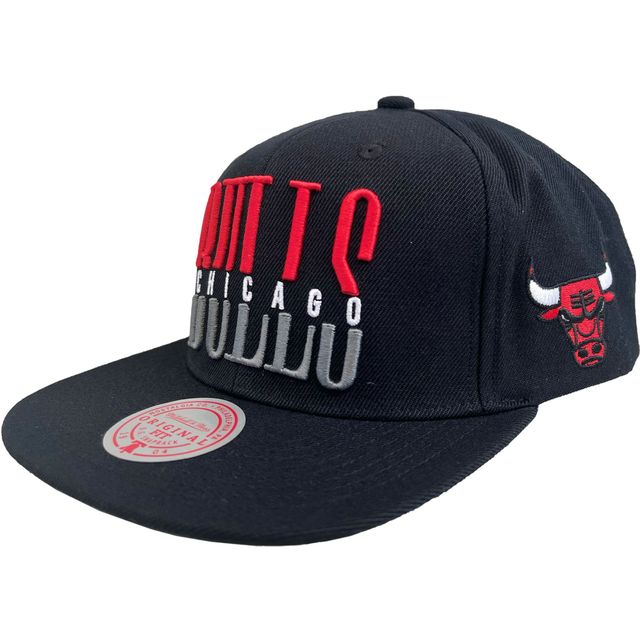 Mitchell & Ness pour homme Black Chicago Bulls Hardwood Classics Wordstack - Casquette Snapback