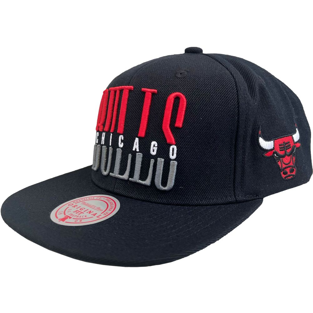 Men's Mitchell & Ness Black Chicago Bulls Hardwood Classics Wordstack - Snapback Hat