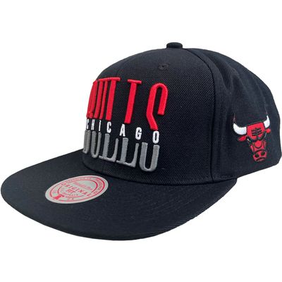 Men's Mitchell & Ness Black Chicago Bulls Hardwood Classics Wordstack - Snapback Hat