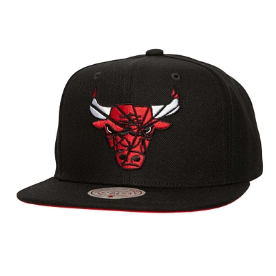 Casquette Snapback Shattered noire Chicago Bulls Mitchell & Ness pour hommes