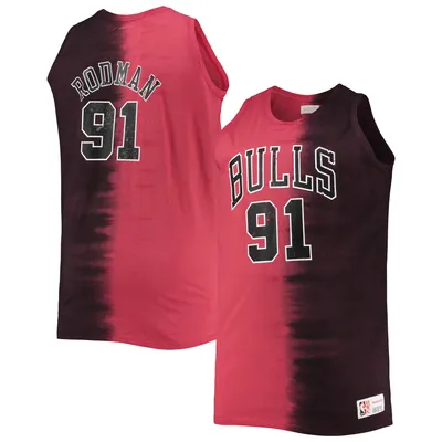 Dennis Rodman Chicago Bulls Mitchell & Ness Big Tall Profile Tie-Dye Player Tank Top - Black/Red