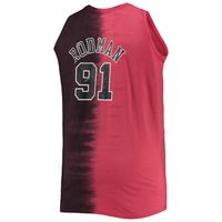 Men's Mitchell & Ness Dennis Rodman Black/Red Chicago Bulls Big Tall Profile Tie-Dye Player Tank Top