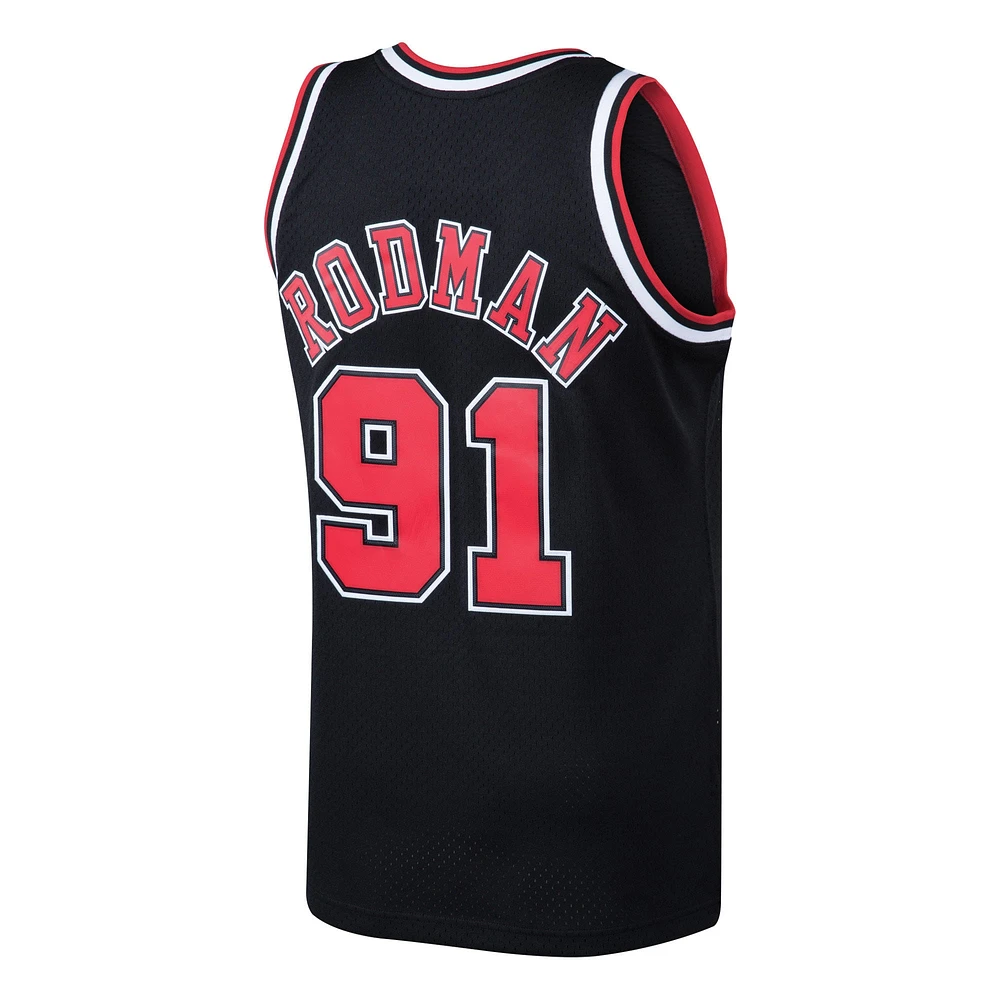 Men's Mitchell & Ness Dennis Rodman Black Chicago Bulls 1997/98 Hardwood Classics Swingman Jersey