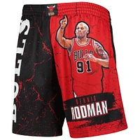 Men's Mitchell & Ness Dennis Rodman Black Chicago Bulls Hardwood Classics Player Burst Shorts