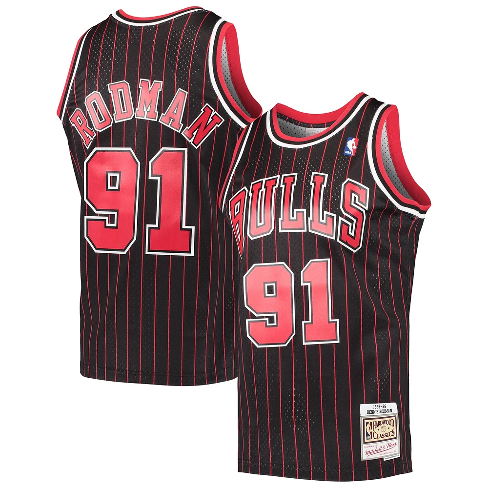 Men's Mitchell & Ness Dennis Rodman Black Chicago Bulls / Hardwood Classics Swingman Jersey