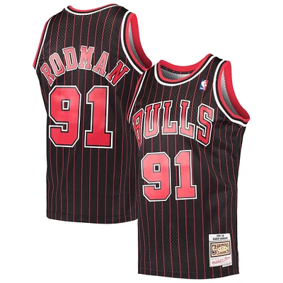 Men's Mitchell & Ness Dennis Rodman Black Chicago Bulls / Hardwood Classics Swingman Jersey