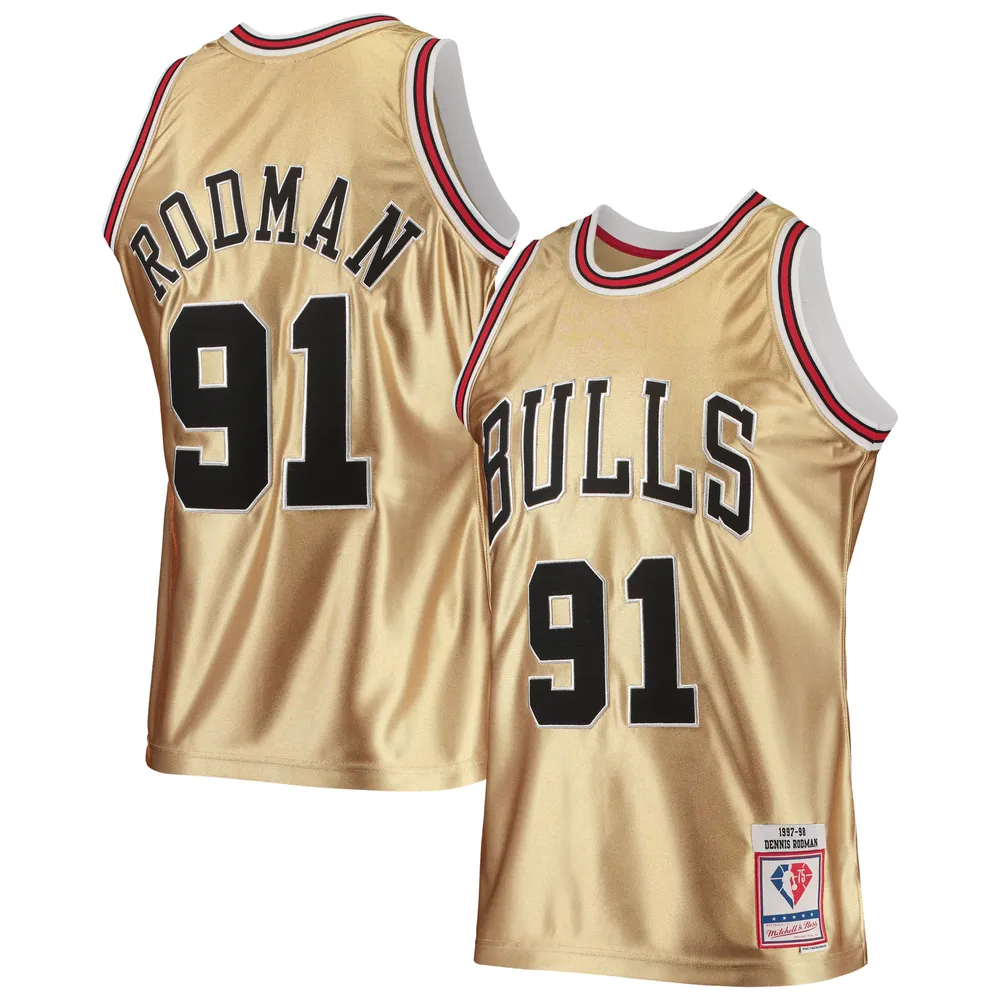 Women's Mitchell and Ness Chicago Bulls NBA Dennis Rodman Hardwood