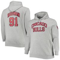 Men's Mitchell & Ness Dennis Rodman Heathered Gray Chicago Bulls Big Tall Name Number Pullover Hoodie