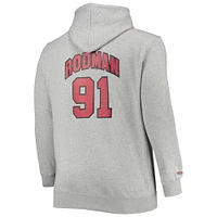 Pull à capuche pour hommes Mitchell & Ness Dennis Rodman Heathered Grey Chicago Bulls Tailles Big Tall Name Number