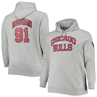 Pull à capuche pour hommes Mitchell & Ness Dennis Rodman Heathered Grey Chicago Bulls Tailles Big Tall Name Number