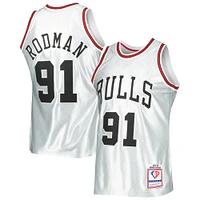 Men's Mitchell & Ness Dennis Rodman Platinum Chicago Bulls 1997/98 Hardwood Classics 75th Anniversary Swingman Jersey