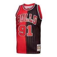 Men's Mitchell & Ness Dennis Rodman Red/Black Chicago Bulls Big Tall Hardwood Classics 1995/96 Split Swingman Jersey