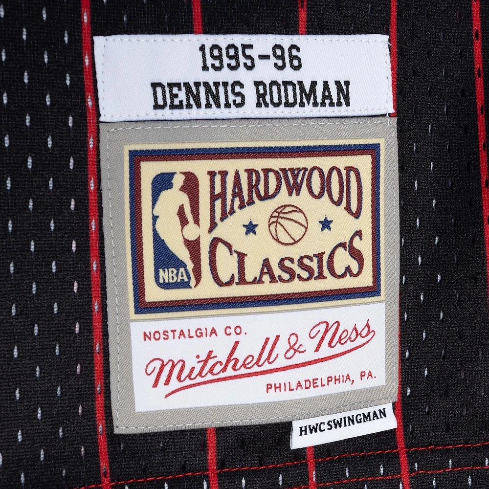 Men's Mitchell & Ness Dennis Rodman Red/Black Chicago Bulls Hardwood Classics 1995/96 Split Swingman Jersey