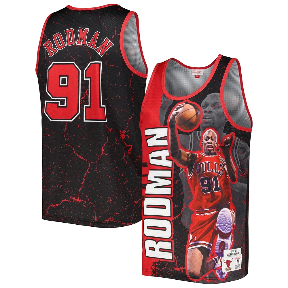 Débardeur pour homme Mitchell & Ness Dennis Rodman Red Chicago Bulls 1995-96 Hardwood Classics Player Burst