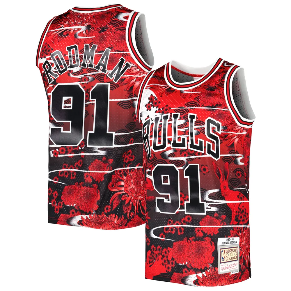 Mitchell & Ness Men's Dennis Rodman Black Chicago Bulls Mesh T-Shirt - Black