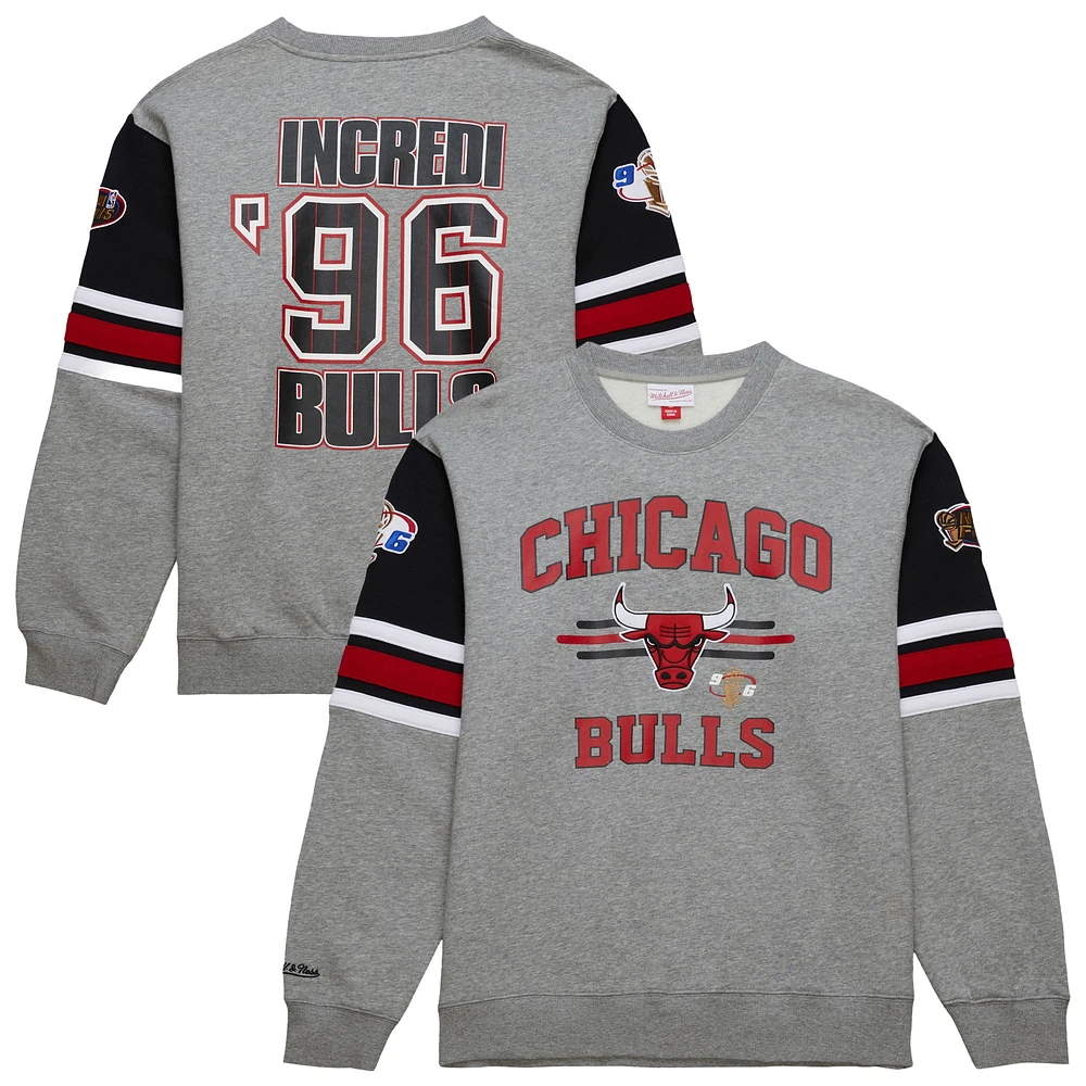 Sweat-shirt à capuche All Over 4.0 Chicago Bulls gris chiné Mitchell & Ness pour homme