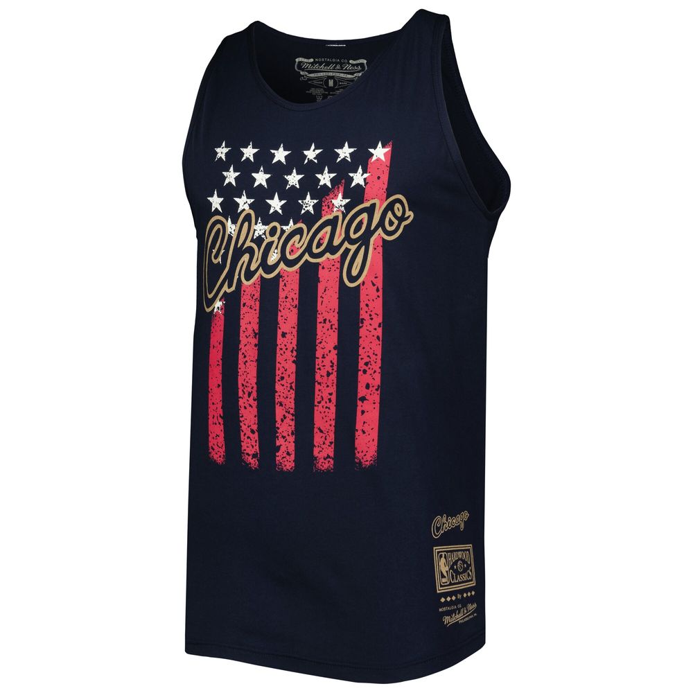 Men's Mitchell & Ness Navy Chicago Bulls Hardwood Classics Americana Stars and Stripes Tank Top