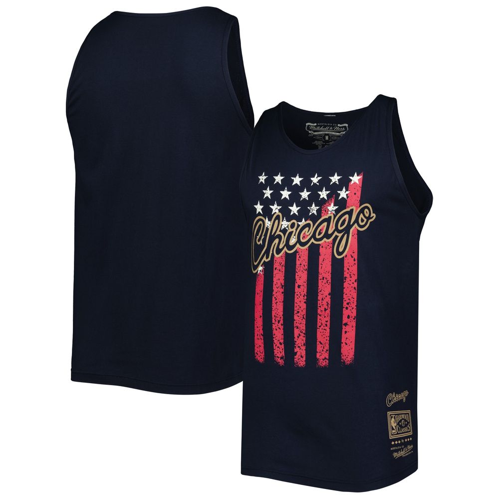 Men's Mitchell & Ness Navy Chicago Bulls Hardwood Classics Americana Stars and Stripes Tank Top