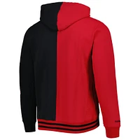 Men's Mitchell & Ness Red/Black Chicago Bulls Hardwood Classics Split Pullover Hoodie