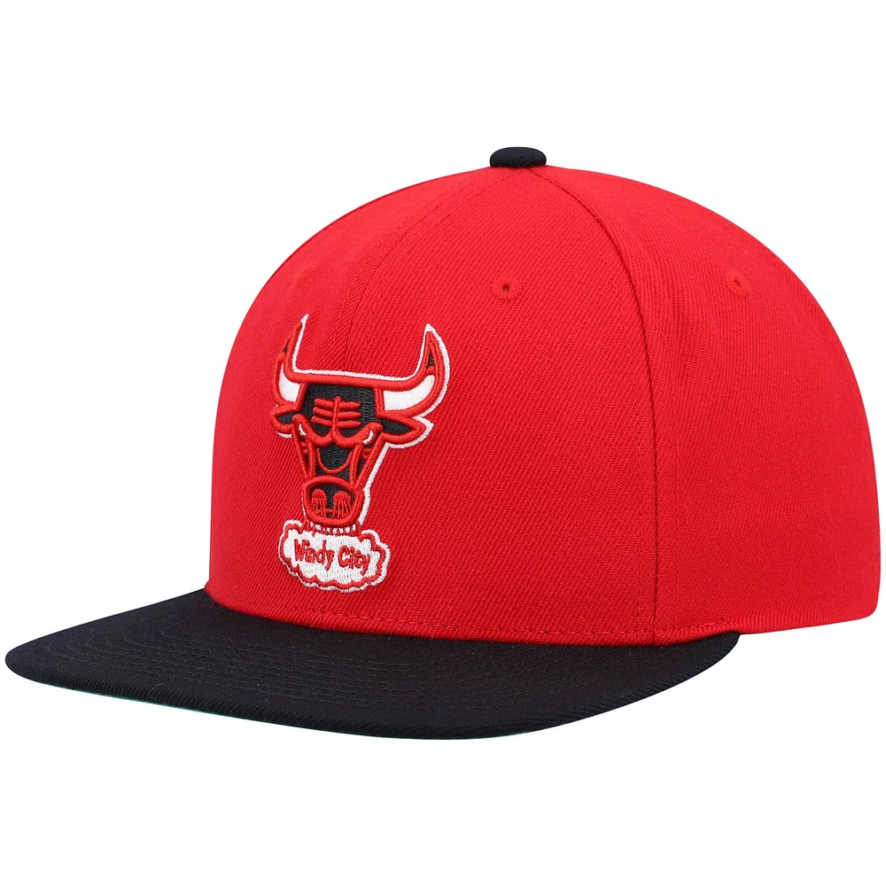 Casquette Chicago Bulls Hardwood Classics Team Two-Tone 2.0 Snapback rouge/noir Mitchell & Ness pour homme