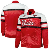 Veste en satin épais à bouton-pression pour hommes Mitchell & Ness rouge/blanc Chicago Bulls Big Tall