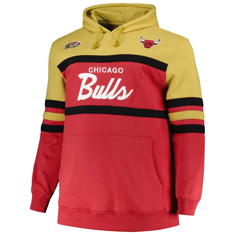 Men's Mitchell & Ness Red Chicago Bulls Big Tall Hardwood Classics Head Coach Pullover Hoodie