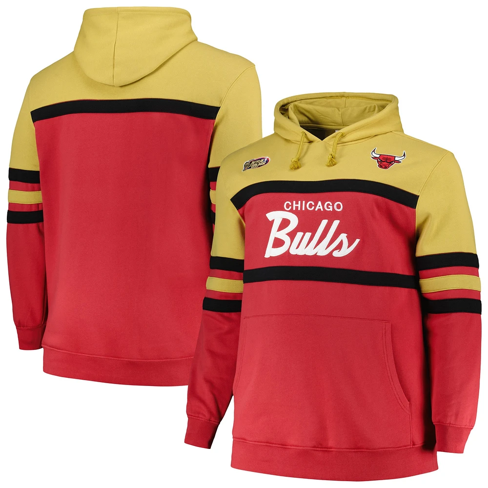 Sweat à capuche pour homme Mitchell & Ness Red Chicago Bulls Big Tall Hardwood Classics Head Coach