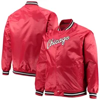 Chicago Bulls Mitchell & Ness Big Tall Hardwood Classics Raglan Satin Full-Snap Jacket - Red