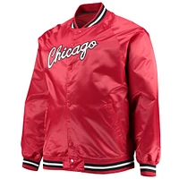 Men's Mitchell & Ness Red Chicago Bulls Big Tall Hardwood Classics Raglan Satin Full-Snap Jacket