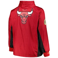 Men's Mitchell & Ness Red Chicago Bulls Big Tall Hardwood Classics Team OG 2.0 Anorak Hoodie Quarter-Zip Windbreaker Jacket