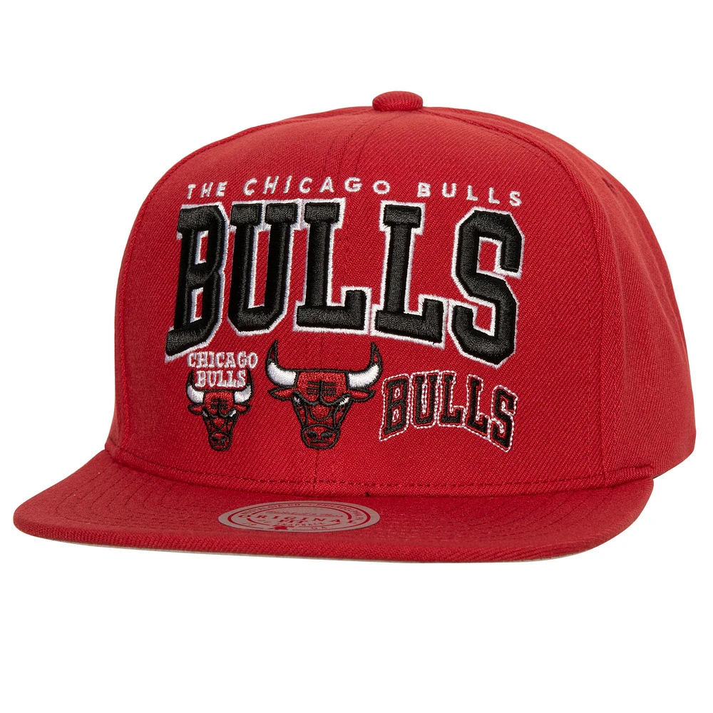 Casquette à rabat Champ Stack des Chicago Bulls Mitchell & Ness pour homme, rouge