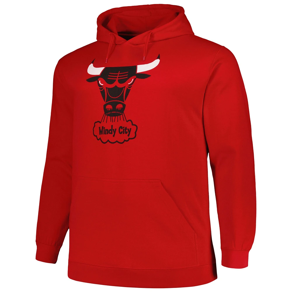 Men's Mitchell & Ness Red Chicago Bulls Hardwood Classics Big Tall Pullover Hoodie