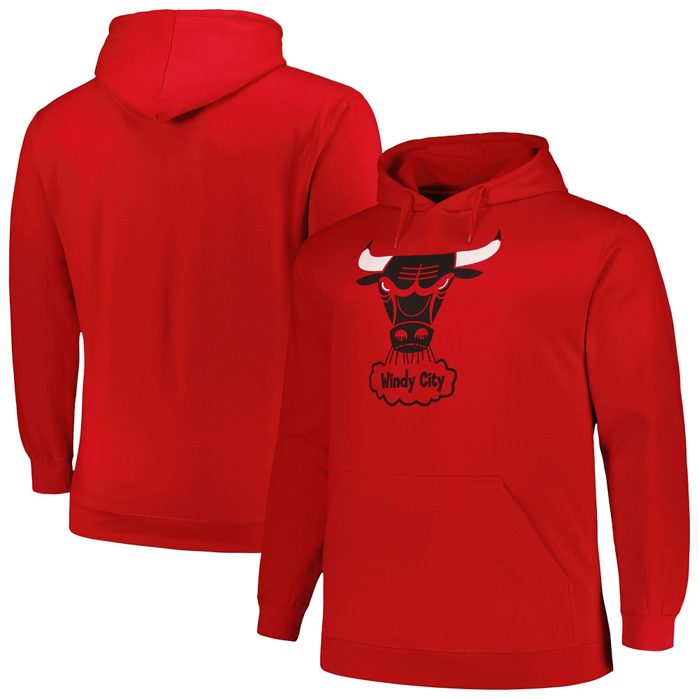 Men's Mitchell & Ness Red Chicago Bulls Hardwood Classics Big Tall Pullover Hoodie