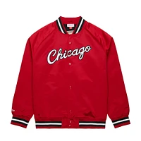 Men's Mitchell & Ness Red Chicago Bulls Hardwood Classics  Throwback Wordmark Raglan Full-Snap Jacket