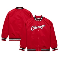 Veste rouge Mitchell & Ness Chicago Bulls Hardwood Classics Throwback Wordmark Raglan Full-Snap pour hommes