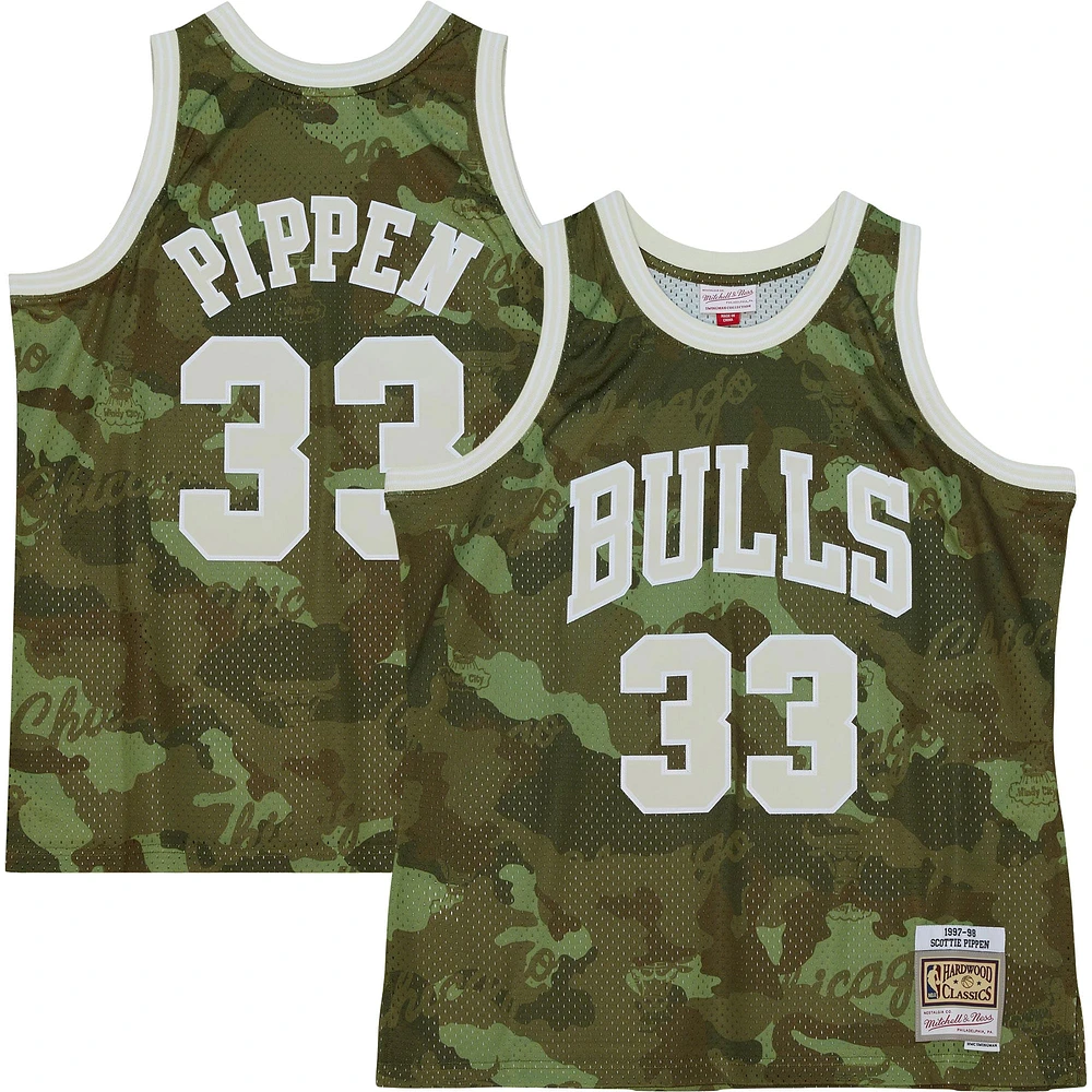 Mitchell & Ness pour homme Scottie Pippen Green Chicago Bulls 1997/98 Hardwood Classics Ghost Camo - Maillot Swingman Player