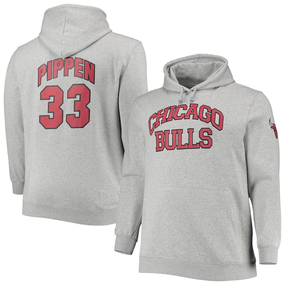 Men's Mitchell & Ness Scottie Pippen Heathered Gray Chicago Bulls Big Tall Name Number Pullover Hoodie